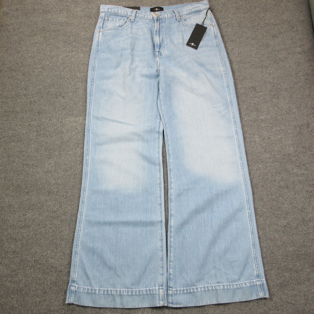 7 For All Mankind Modern Dojo Jeans Womens 31 Blue Wide Leg Flare High Rise Y2K